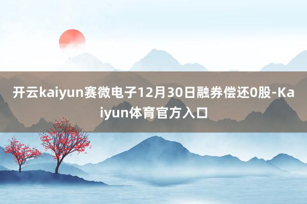 开云kaiyun赛微电子12月30日融券偿还0股-Kaiyun体育官方入口