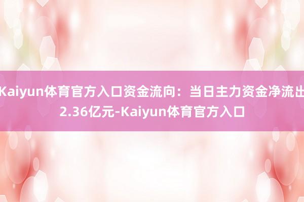 Kaiyun体育官方入口资金流向：当日主力资金净流出2.36亿元-Kaiyun体育官方入口